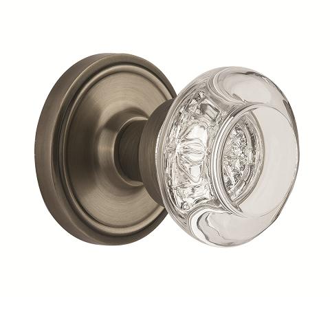 Nostalgic Warehouse Round Clear Crystal Privacy Mortise with Classic Rose AP