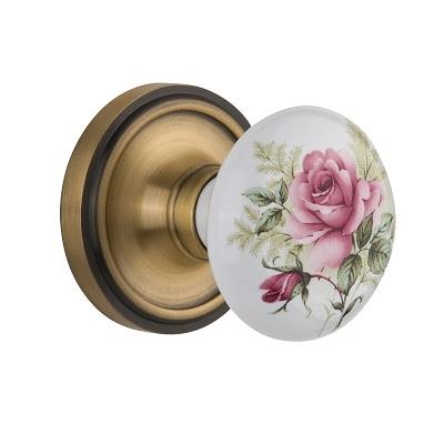 Nostalgic Warehouse Rose Porcelain Knob Privacy Mortise Classic Rose AB