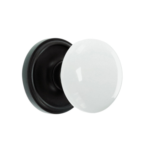 Nostalgic Warehouse Porcelain Knob with Classic Rose Oil Rubbed Bronze