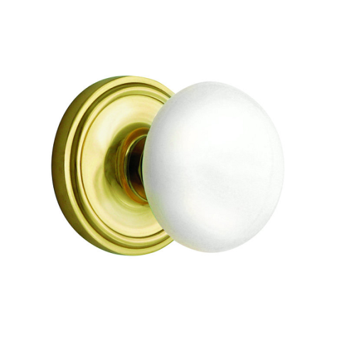 Nostalgic Warehouse Porcelain Knob with Classic Rose Polished Brass 