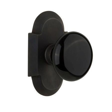 Nostalgic Warehouse Cottage Plate with Black Porcelain Knob Oil Rubbed Bronze 