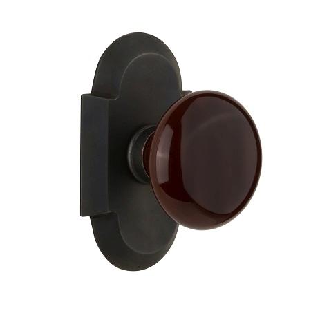 Nostalgic Warehouse Cottage Plate with Brown Porcelain Knob Oil Rubbed Bronze