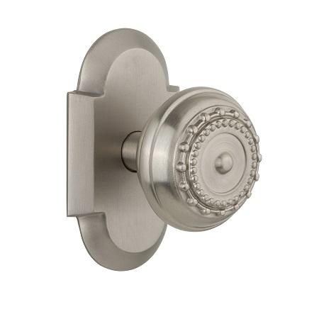 Nostalgic Warehouse Cottage Plate with Meadows Knob Satin Nickel