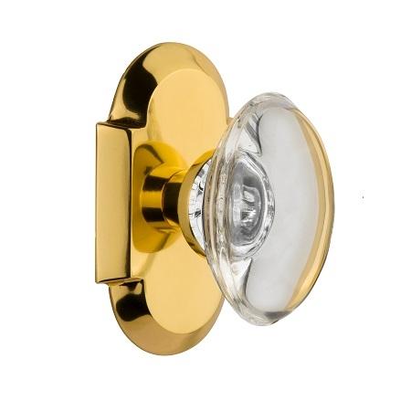 Nostalgic Warehouse Cottage Plate with Oval Crystal Knob Polished Brass 