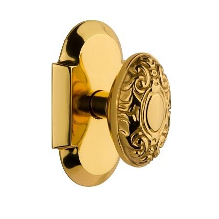 Nostalgic Warehouse Cottage Plate with Victorian Knob Polished Brass 