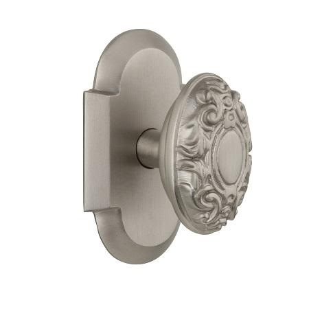 Nostalgic Warehouse Cottage Plate with Warehouse Victorian Knob Satin Nickel 