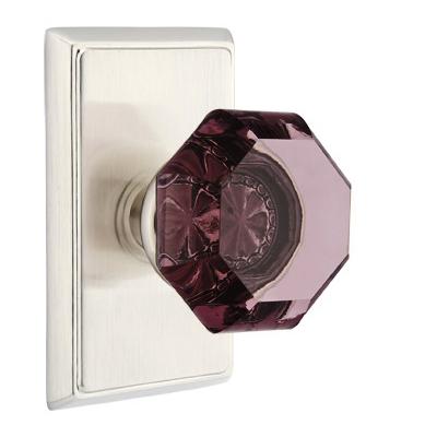 Emtek Old Town Violet Door knob with Rectangular Rose Satin Nickel (US15)