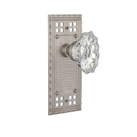 Nostalgic Warehouse Craftsman Backplate Set with Chateau Knob Satin Nickel (SN)