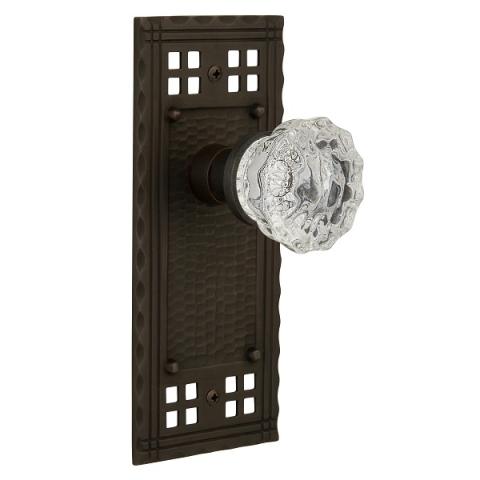 Nostalgic Warehouse Craftsman Backplate with Crystal Knob Oil Rubbed Bronze