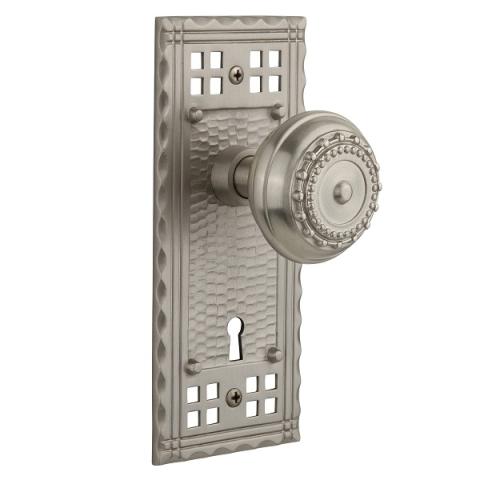 Nostalgic Warehouse Craftsman Backplate Privacy Mortise with Meadows Knob SN