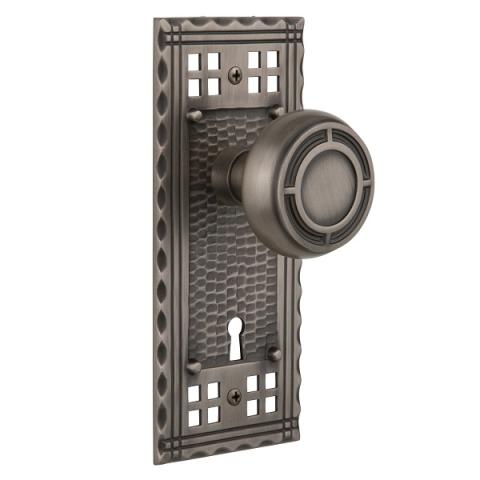 Nostalgic Warehouse Craftsman Backplate with Mission knob Antique Pewter (AP)