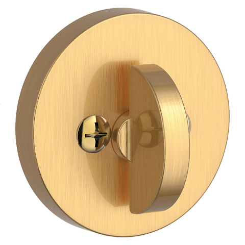 Baldwin Reserve Contemporary Round Deadbolt shown in Lifetime Satin Brass (044)