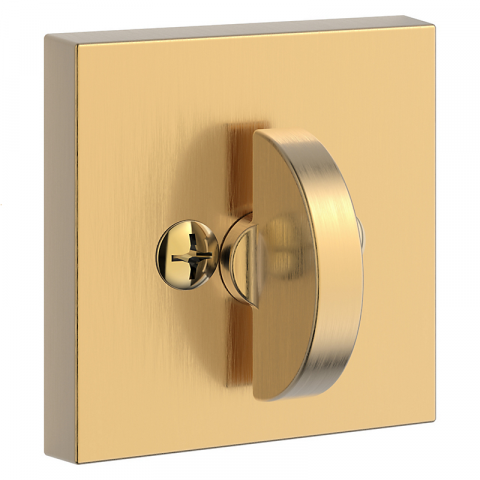 Baldwin Reserve Contemporary Square Deadbolt shown in Lifetime Satin Brass (044)