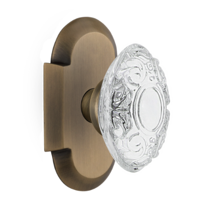 Nostalgic Warehouse Studio Plate with Crystal Victorian Knob Antique Brass