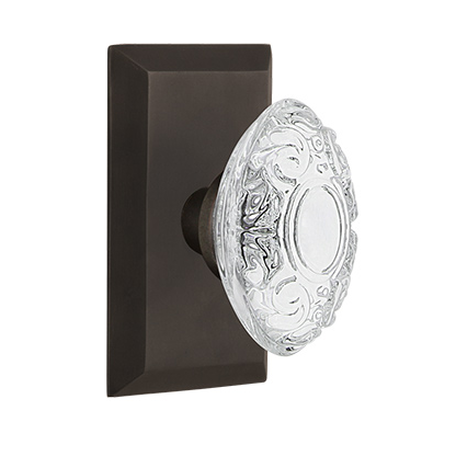 Nostalgic Warehouse Studio Plate with Crystal Victorian Knob Oil Rubbed Bronze