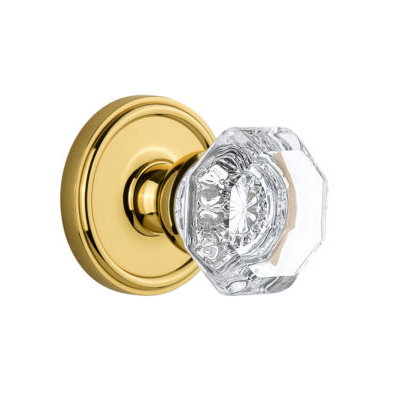 Grandeur Chambord Knob with Georgetown Rose Polished Brass 