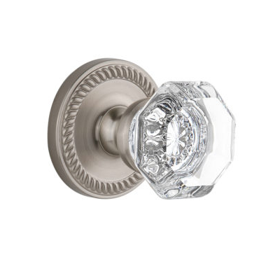 Grandeur Chambord Knob with Newport Rose Satin Nickel