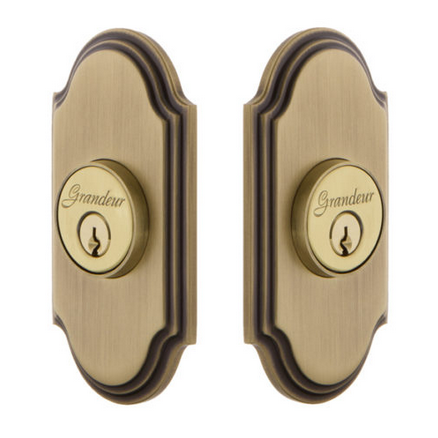 Grandeur Arc Double Cylinder Deadbolt Vintage Brass