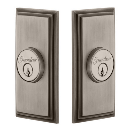 Grandeur Carre Double Cylinder Deadbolt Antique Pewter