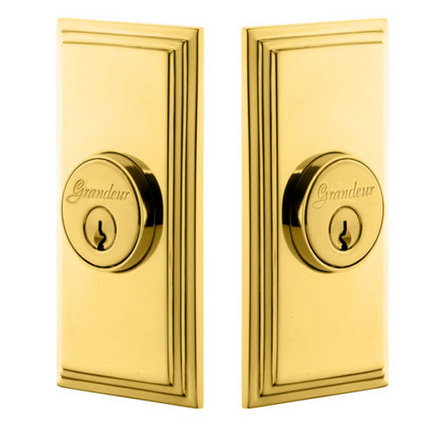 Grandeur Carre Double Cylinder Deadbolt Lifetime Polished Brass