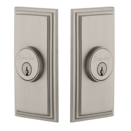 Grandeur Carre Double Cylinder Deadbolt Satin Nickel