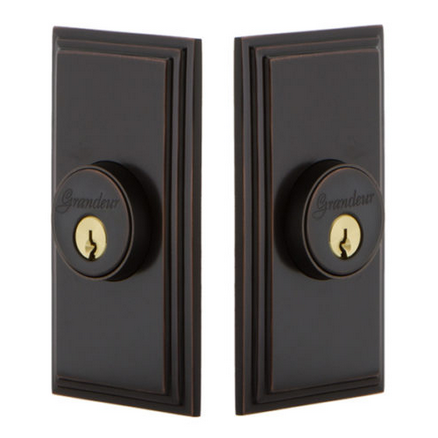 Grandeur Carre Double Cylinder Deadbolt Timeless Bronze