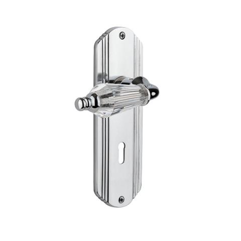 Nostalgic Warehouse Deco Backplate with Parlour Crystal Lever BC Bright Chrome