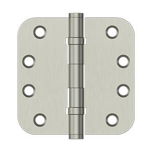 Deltana DSB4R5B15 4" x 4" Radius Corner Ball Bearing Solid Brass Hinges (Pair) Satin Nickel (US15)