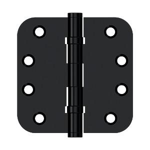 Deltana DSB4R5B319 4" x 4" Radius Corner Ball Bearing Solid Brass Hinges (Pair) Paint Black (US19)