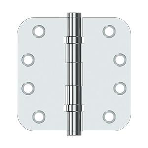 Deltana DSB4R5B326 4" x 4" Radius Corner Ball Bearing Solid Brass Hinges (Pair) Polished Chrome (US26)