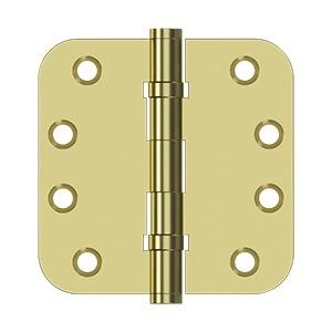 Deltana DSB4R5B3 4" x 4" Radius Corner Ball Bearing Solid Brass Hinges (Pair) Polished Brass (US3)