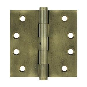 Deltana 4" x 4" Square Corner Brass Distressed Hinges Non Removable Pin DSB4N