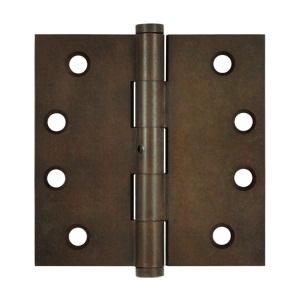 Deltana 4" x 4" Square Corner Brass Distressed Hinges Non Removable Pin DSB4N