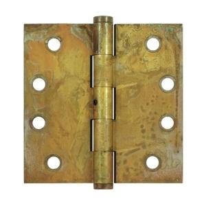 Deltana 4" x 4" Square Corner Brass Distressed Hinges Non Removable Pin DSB4N