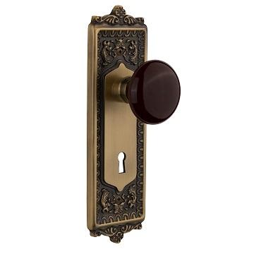 Nostalgic Warehouse Egg & Dart Backplate with Homestead Knob Satin Nickel