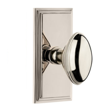 Grandeur Eden Prairie Door Knob Set with Carre Short Plate Polished Nickel