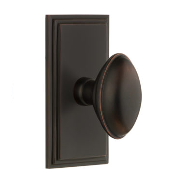 Grandeur Eden Prairie Door Knob Set with Carre Short Plate Timeless Bronze