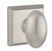 Baldwin Reserve Ellipse Knob with Square Rose (TSR) shown in Satin Nickel (150)