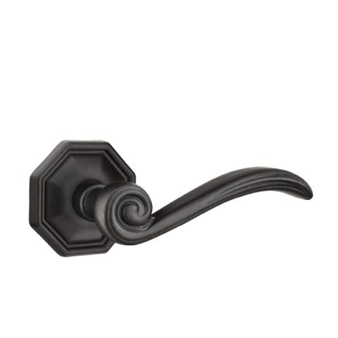 Emtek Medici Door lever with #15 Rose Flat Black Patina (FB)