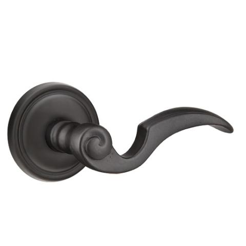 Emtek Napoli Door lever with #12 Rose Flat Black Patina (FB)