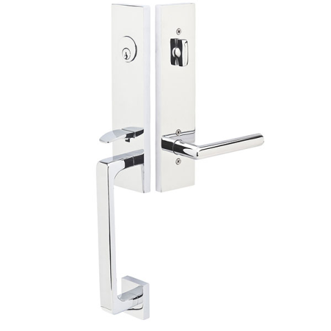 Emtek 4818 Davos Handleset with Stuttgart Brass Lever Polished Chrome (US26)