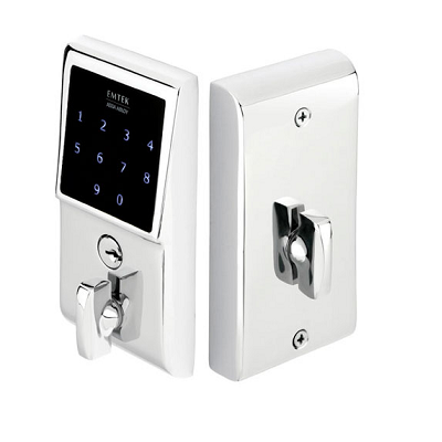 Emtek E3020 EMTouch Brass Keypad Deadbolt shown in Polished Chrome (US26)