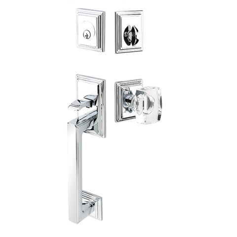 Emtek 4213 Hamden Handleset with Windsor Crystal Knob