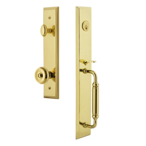 Grandeur Fifth Avenue One-Piece Handleset with "C" Grip Lifetime Brass