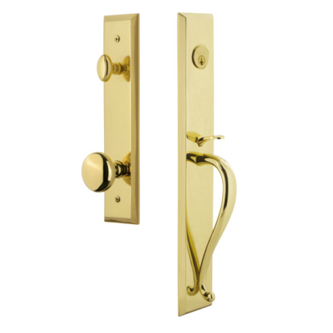 Grandeur Fifth Avenue One-Piece Handleset with "S" Grip Lifetime Brass