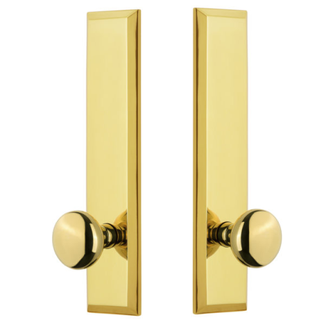 Grandeur Fifth Avenue Tall Plate with Choice of Knob or Lever Polished Brass