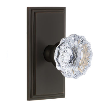 Grandeur Fontainebleau Door Knob Set with Carre Short Plate Timeless Bronze