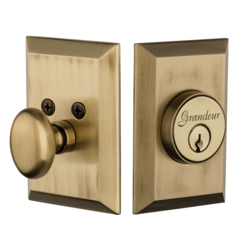 Granduer Fifth Avenue Single Cylinder Deadbolt Vintage Brass (VB)