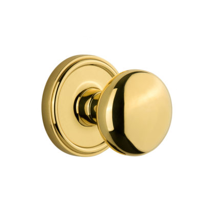 Grandeur Fifth Avenue Knob with Georgetown Rose Polished Brass 