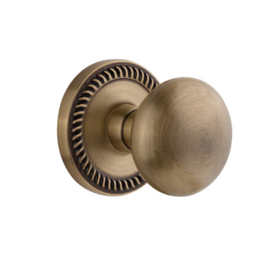 Grandeur Fifth Avenue Knob with Newport Rose Vintage Brass